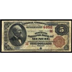 Muncie, IN $5 1882 Brown Back. The Merchants NB