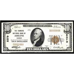 Abilene, KS $10 192. Farmers NB Charter #8379 VF