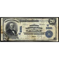 Paola, KS $20 1902 Plain Back. The Peoples NB