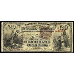 Richmond, KY $20 1882 Brown Back. The Farmers NB