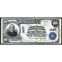 Bangor,ME $10 1902 Plain Back Fr 624 Merchants NB
