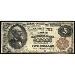 Bath ME $5 1882 Brown Back. Marine NB Charter#782