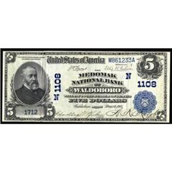 Waldoboro, ME $5 1902 Date Back. The Medomak NB.