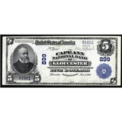Gloucester, MA $5 1902 Plain Back.The Cape Ann NB