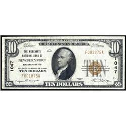Newburyport, MA $10 1929 Ty 1 The Merchants NB