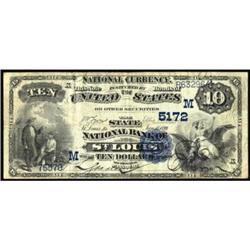 St Louis, MO $10 1882 Date Back. The State NB