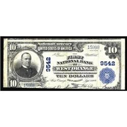 West Orange NJ $10 1902 Plain Back Fr 618 The FNB