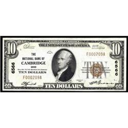 Cambridge, OH $10 1929. The NB Charter #6566 EF