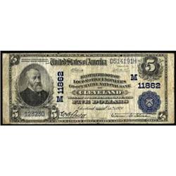 Cleveland, OH $5 1902 Plain Back Fr 607. VG