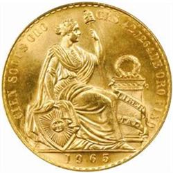 Peru Republic (1822-) Gold 100 Soles 1965-L