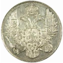 Russia Nicholas I. Platinum 3 Rubles 1842