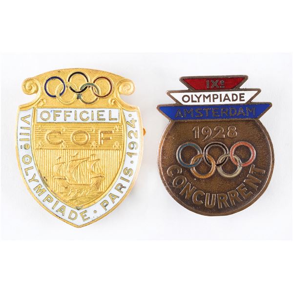 Paris and Amsterdam 1924 and 1928 Summer Olympics (2) Competitor Badges