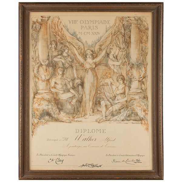 Paris 1924 Summer Olympics Participation Diploma