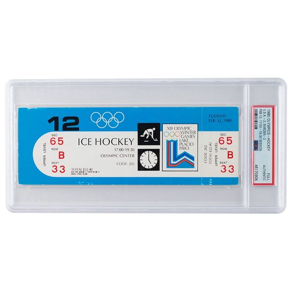 Lake Placid 1980 Winter Olympics USA Hockey Ticket (2/12)