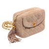 Image 3 : Chanel Beige Quilted Suede Small Tassel Camera Bag