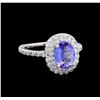 Image 1 : 1.78 ctw Tanzanite and Diamond Ring - 14KT White Gold