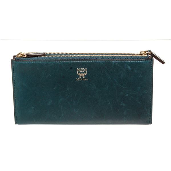 MCM Blue Leather Wallet