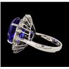 Image 3 : 11.09 ctw Tanzanite and Diamond Ring - 14KT White Gold