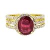 Image 2 : 5.42 ctw Ruby and Diamond Ring - 18KT Yellow Gold