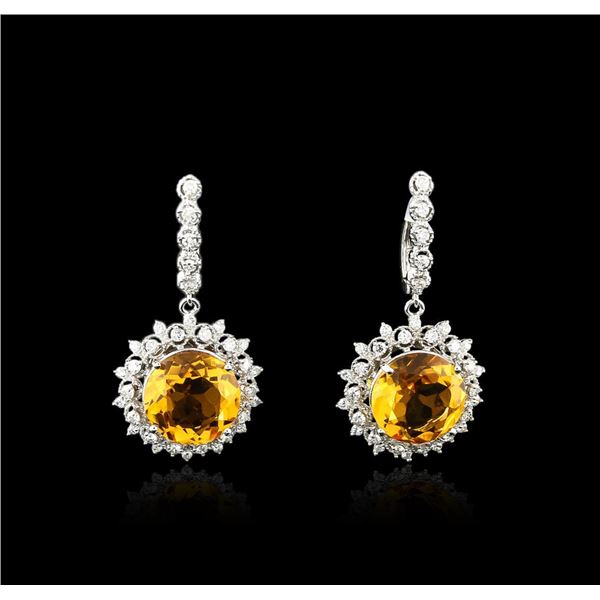 14KT White Gold 15.20 ctw Citrine and Diamond Earrings