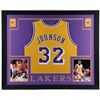 Image 1 : MAGIC JOHNSON SIGNED & CUSTOM FRAMED LAKERS JERSEY w/ COA