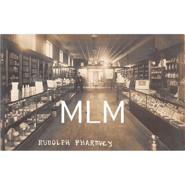 Rudolph Pharmacy Interior Postcard Rack & Cigars Valley City North Dakota Photo PC