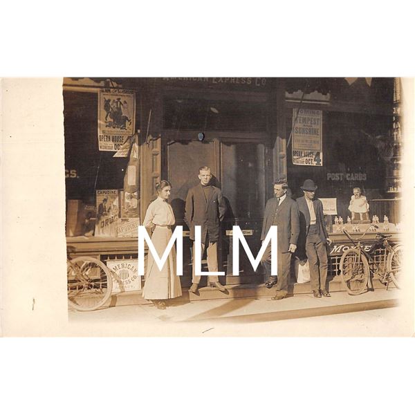 American Express Co. Store Front Postcard & Moxie Signs Photo Postcard