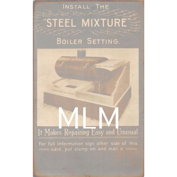 Advertising Steel Mixture Boiler Setting Troy, New York Photo Postcard