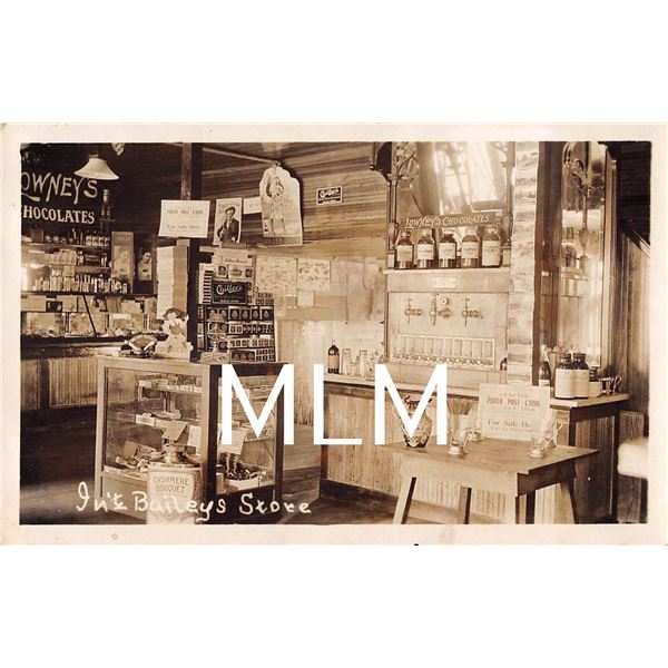 Interior Baileys Store Soda Fountain, Lowney's Chocolates, Photo Post Cards Sign & More New York RP 