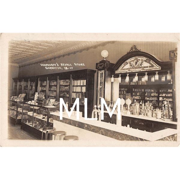 Deardorff's Rexall Store Soda Fountain Counter Interior Scanton, Iowa Photo PC