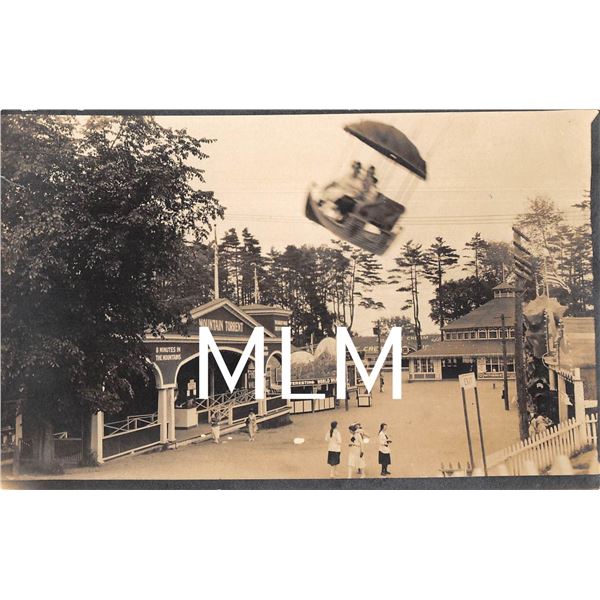 Amusement Park Rides & Ice Cream Shop Photo Postcard