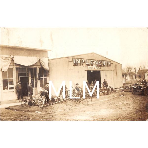 Implements Moline Plows Store Front Showing Farming Plows Photo Postcard