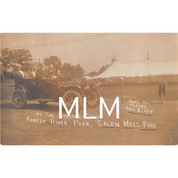 Refugee Camp Forest River Park, Salem, Massaschusetts Fire Photo Postcard