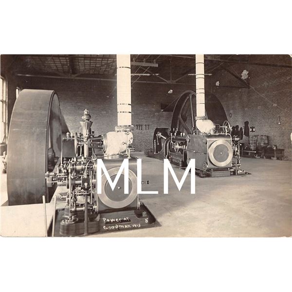 Interior Power Plant Goodman, Wisconsin Photo Postcard