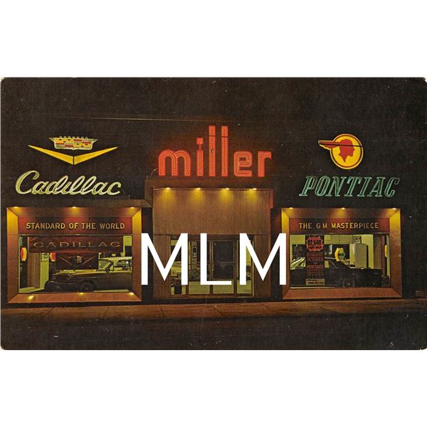 Miller Pontiac-Cadillac Corp. Auto Dealership Rahway, New Jersey Postcard