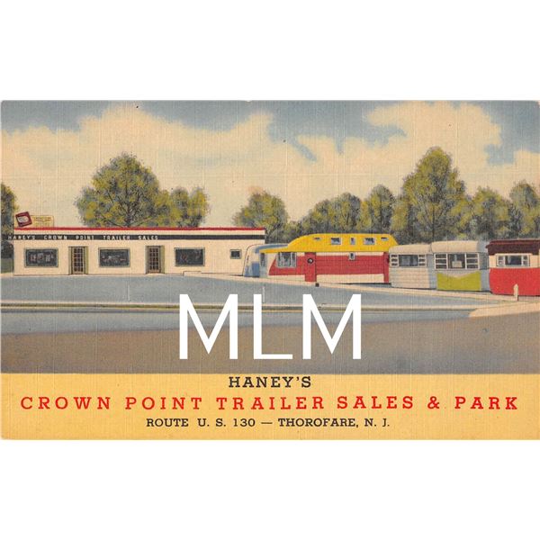 Haney's Crown Point Trailer Sales & Park Thorofare, New Jersey Linen Advertising Postcard