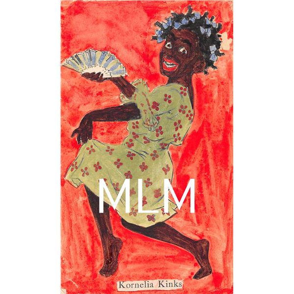 Handmade & Hand Drawn Kornelia Kinks Black Americana Dancing Girl Government Postal Card