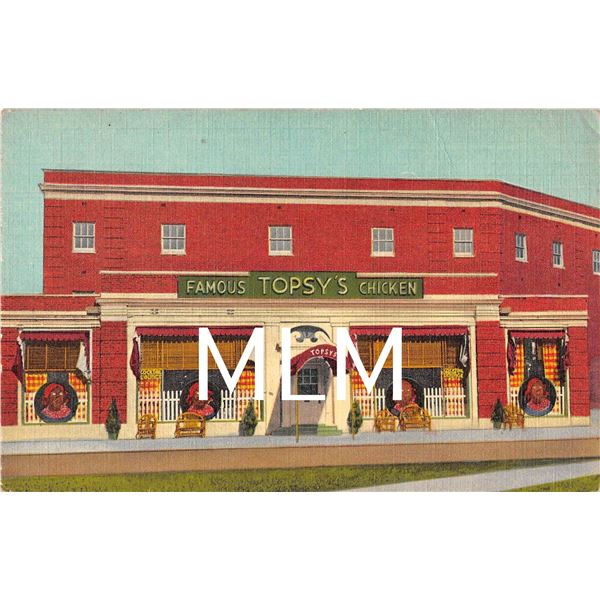 Topsy's Famous Chicken Forest Hills, Long Island, NY Linen Postcard