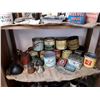 Image 1 : Shelf Lot Of Vintage Tobacco Tins + Oil Cans