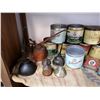Image 2 : Shelf Lot Of Vintage Tobacco Tins + Oil Cans
