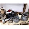 Image 3 : Shelf Lot Of Vintage Oil Cans, Roller Skates, Flashlight + More