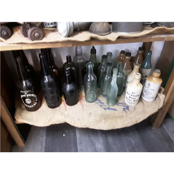 Shelf Lot Of Vintage Bottles