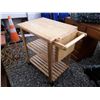 Image 1 : Butchers Table W/2 Shelves On Wheels