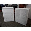 Image 1 : 5 Drawer White Wicker Dresser, 5 Drawer 1 Door White Wicker Dresser, + White Wicker Twin Head Board