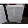 Image 3 : 5 Drawer White Wicker Dresser, 5 Drawer 1 Door White Wicker Dresser, + White Wicker Twin Head Board