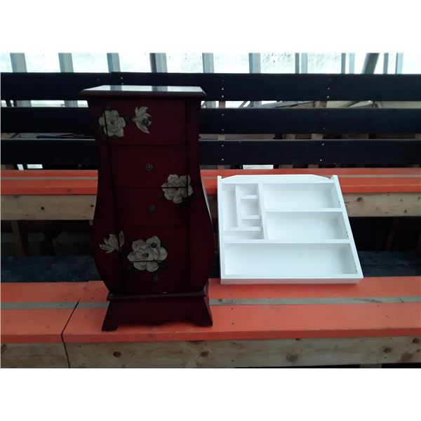 5 Drawer Small Cabinet + White Wall Shelf