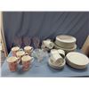 Image 1 : Set Of White Dishes, Pink Glasses + More