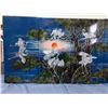 Image 2 : 4 Panel Oriental Crane Picture W/Mother Of Pearl