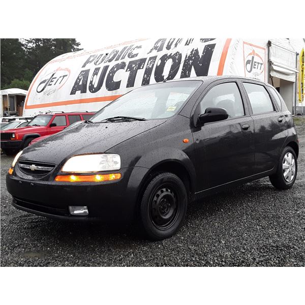 A5 --  2004 CHEVROLET AVEO, Black, 240957 KM's  "NO RESERVE"