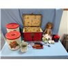 Image 1 : Antique Doll W/Clothes, Mini Vintage Iron, Cannisters + More